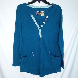 ANTHROPOLOGIE Little Yellow Button Women's Calantha Pocket Henley Top SMALL